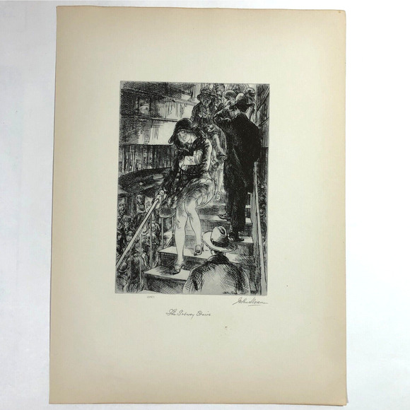 John Sloan "Subway Stairs" 1930s Art Print Treasury Collection Sketch Vintage - Picture 1 of 11